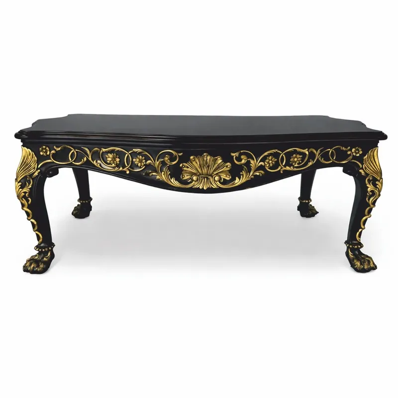 Casa Padrino luxury baroque coffee table black / gold 121 cm - Baroque furniture - Made in Italy Top-Preis