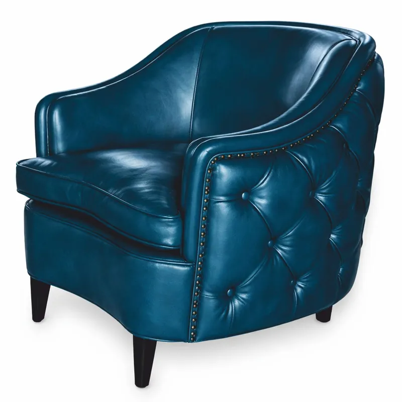 Casa Padrino luxury Chesterfield leather armchair blue / black - Genuine leather furniture Nur Für Kurze Zeit