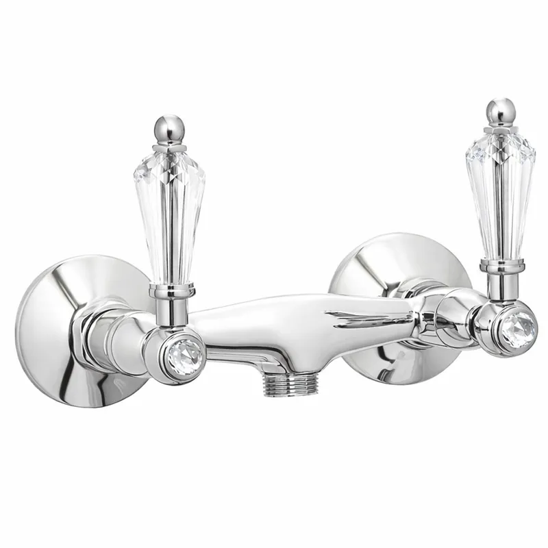Neuheit Casa Padrino Luxury Art Nouveau Surface Mounted Shower Mixer with Crystal Glass Silver - Made in Italy