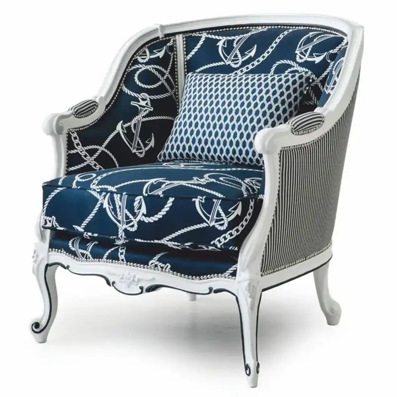 Expressversand Casa Padrino Luxury Baroque Armchair Blue / White - Baroque Furniture - Made in Italy