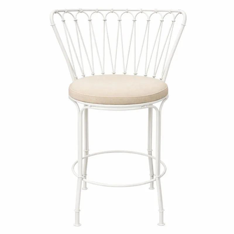 Casa Padrino luxury Art Nouveau wrought iron bar chair white / beige H. 110 cm Bestseller