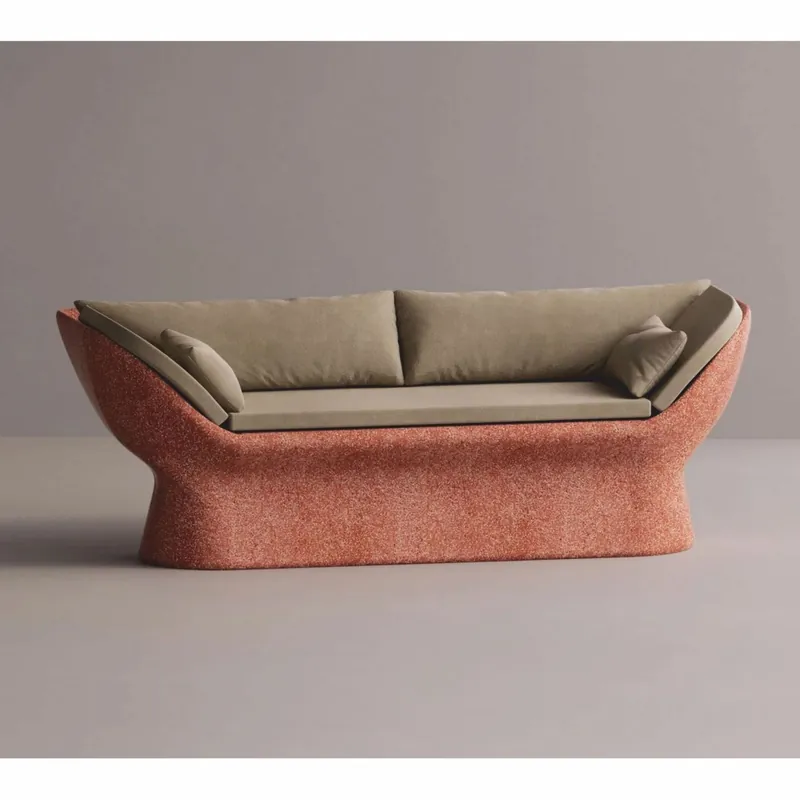 Jetzt Kaufen Casa Padrino luxury sofa beige / red 200 cm - Weatherproof concrete sofa