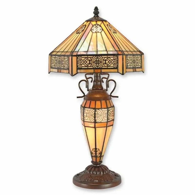 Online Kaufen Casa Padrino Tiffany Table Lamp Beige / Dark Brown H. 57 cm - Tiffany Lights