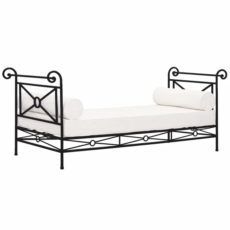 Sale Casa Padrino luxury Art Nouveau wrought iron sofa black / white 210 cm - Garden furniture