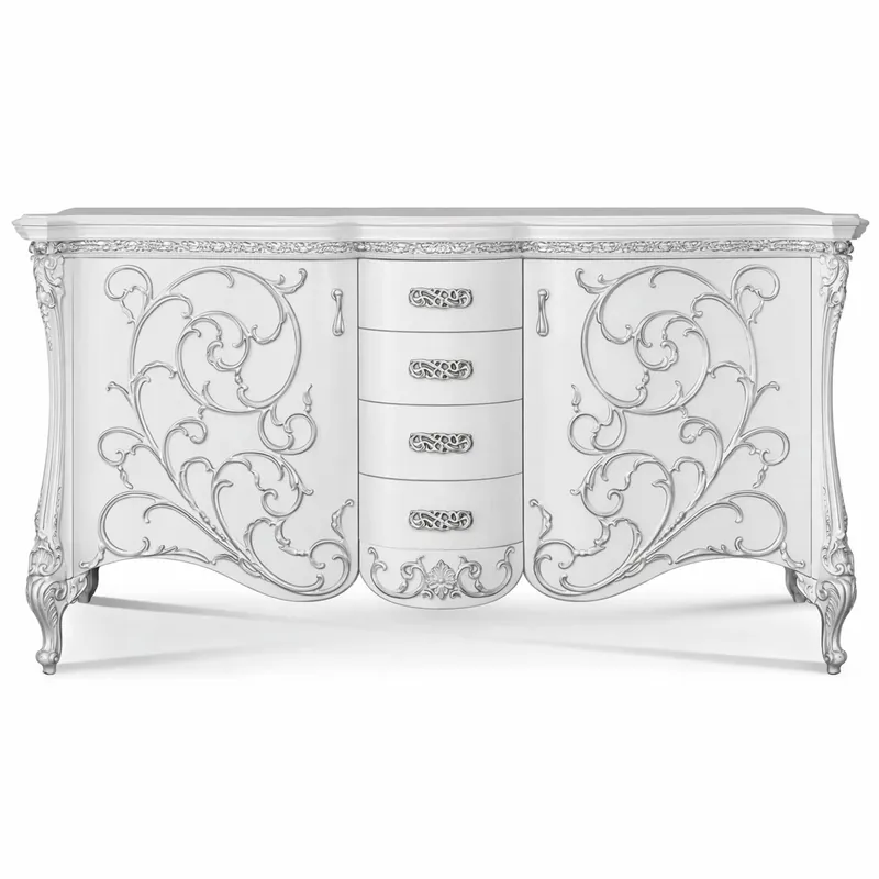 Billig Casa Padrino Luxury Baroque Sideboard White / Silver 227 cm - Baroque Furniture - Made in Italy