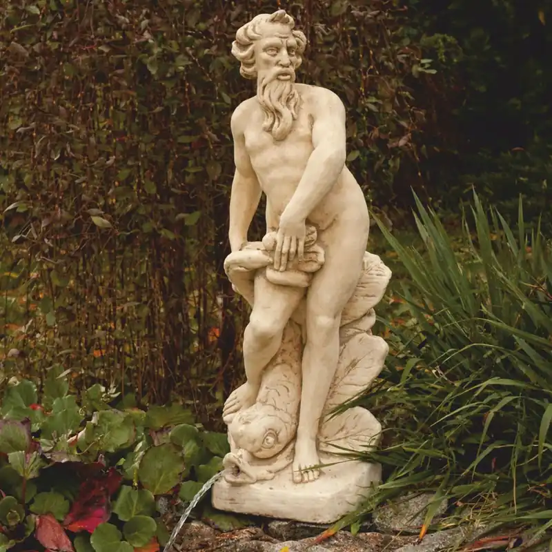 Schnäppchen Casa Padrino Art Nouveau gargoyle sculpture neptune with fish beige H. 132 cm
