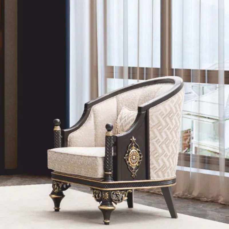 Casa Padrino Luxury Baroque Living Room Armchair Beige / Brown / Gold - Baroque Furniture Sonderangebot