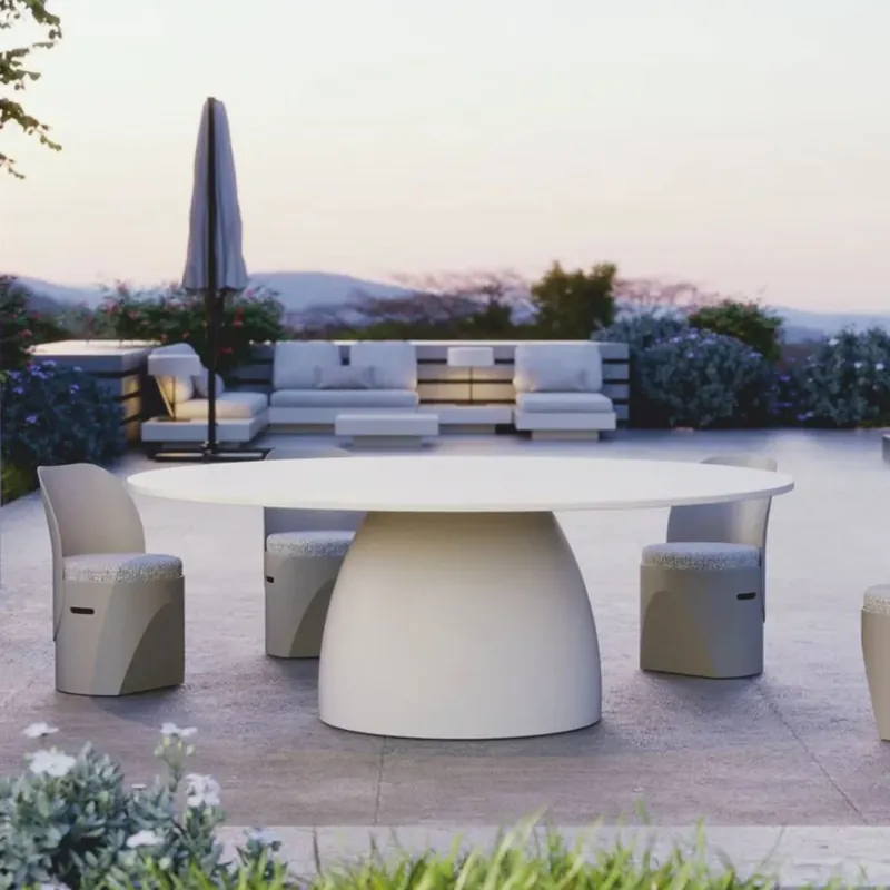 Highlight Casa Padrino Luxury Garden Dining Table Matte White Ø 200 cm - Luxury Garden Furniture