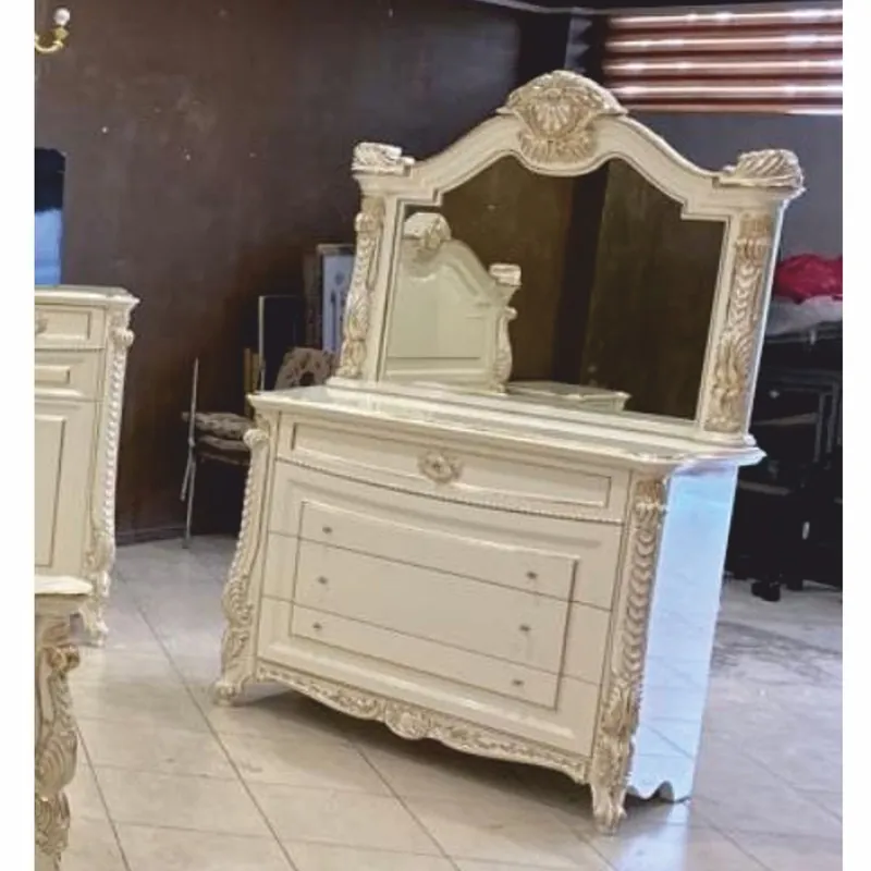 Top-Angebot Casa Padrino Luxury Baroque Chest of Drawers with Mirror White / Gold - Baroque Style Furniture