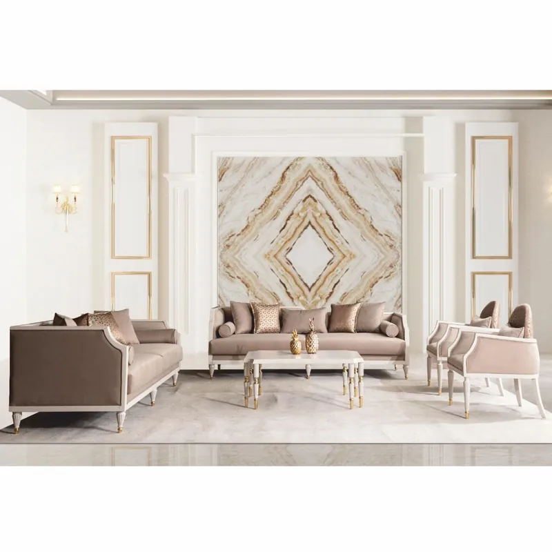 Casa Padrino Luxury Baroque Living Room Set Brown / Cream / Gold - Baroque Furniture Neu