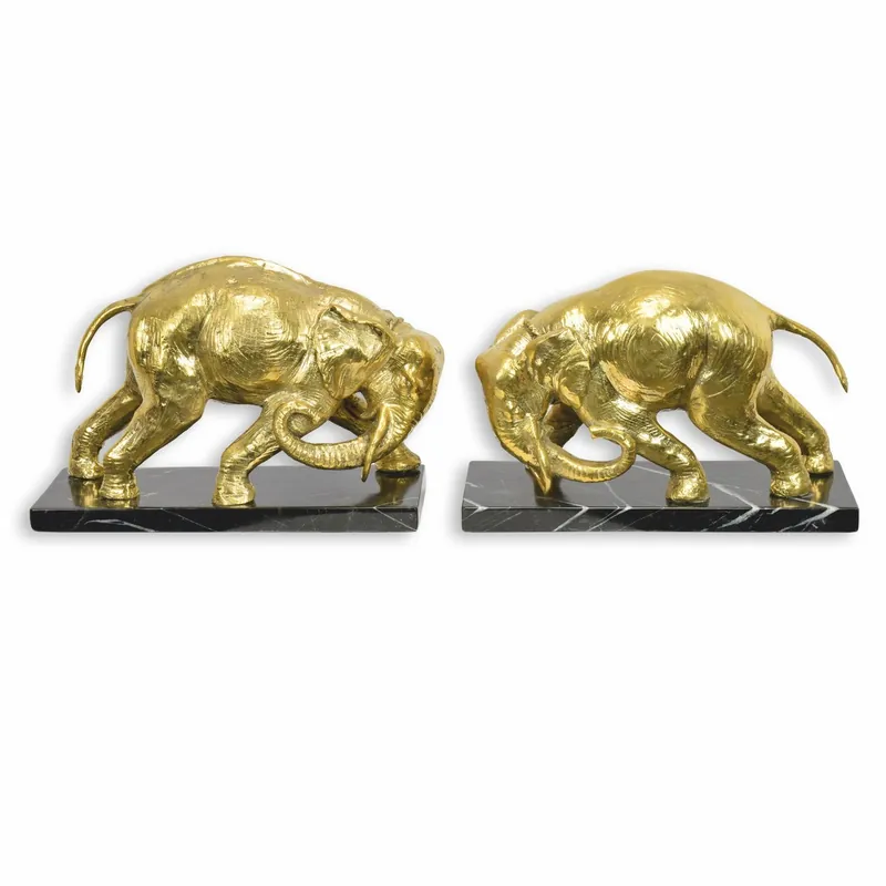 Expressversand Casa Padrino Luxury Bookend Set Elephant Gold / Black - Desk Decoration