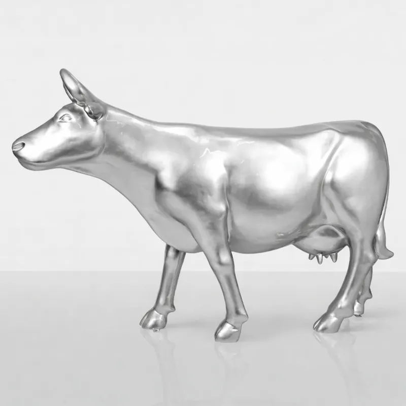 Casa Padrino XXL Decorative Cow Sculpture Silver 225 cm - Life Size Garden Figure Jetzt Bestellen