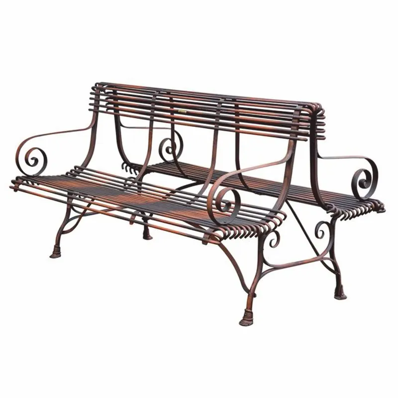 Top-Preis Casa Padrino Art Nouveau Wrought Iron Garden Bench Brown 150 cm - Double Sided Bench
