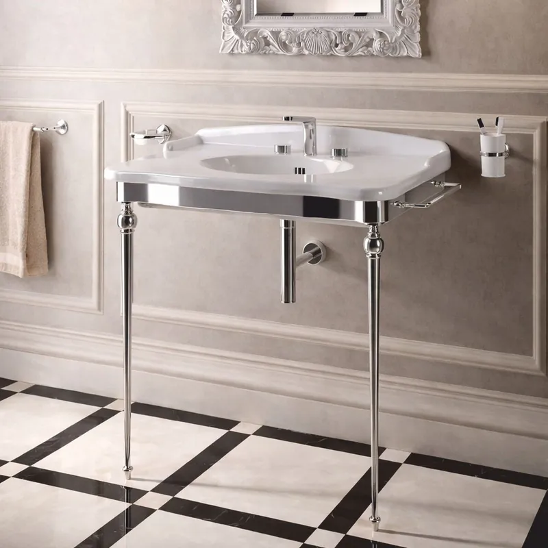 Casa Padrino Luxury Art Nouveau Vanity Unit White / Silver - Bathroom Furniture - Made in Italy Direktkauf