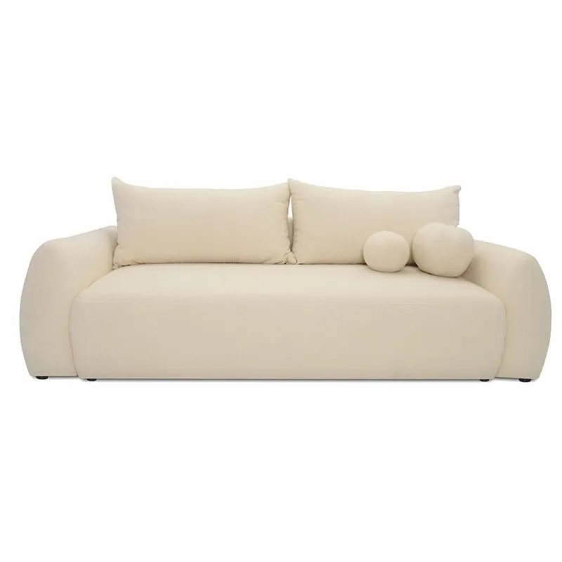 Casa Padrino Sofa Bed Cream 250 cm - Fold Out Living Room Sofa with Cushions Echt