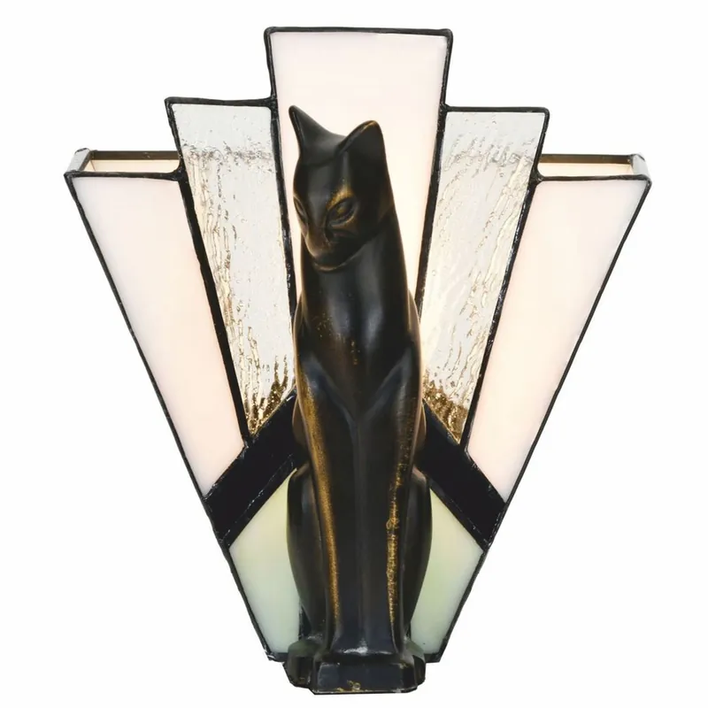 Schnäppchen Casa Padrino Art Deco Tiffany Table Lamp Cat Black / White H. 18.5 cm