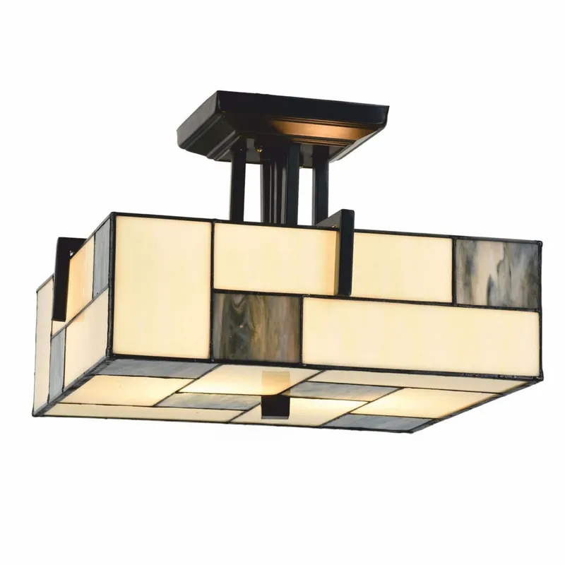 Casa Padrino Art Deco Tiffany Ceiling Light Cream / Black 35 cm - Tiffany Lighting Heißes Angebot