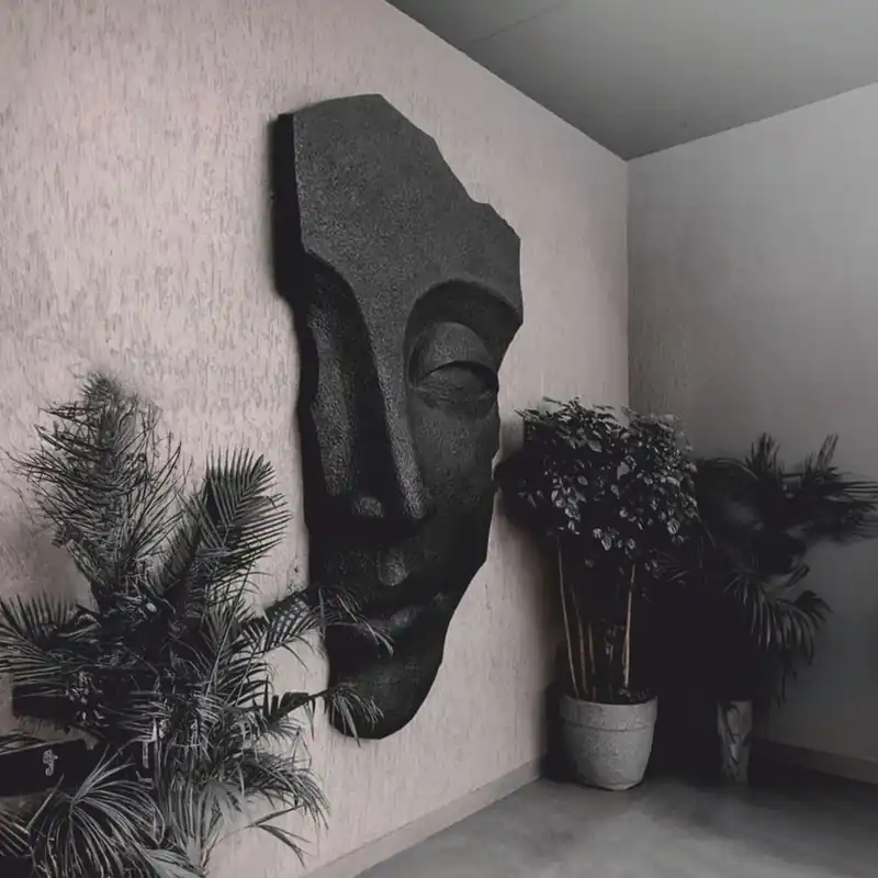 Begrenztes Angebot Casa Padrino XXL Wall Decor Sculpture Face Black H. 180 cm - Living Room & Office Decor