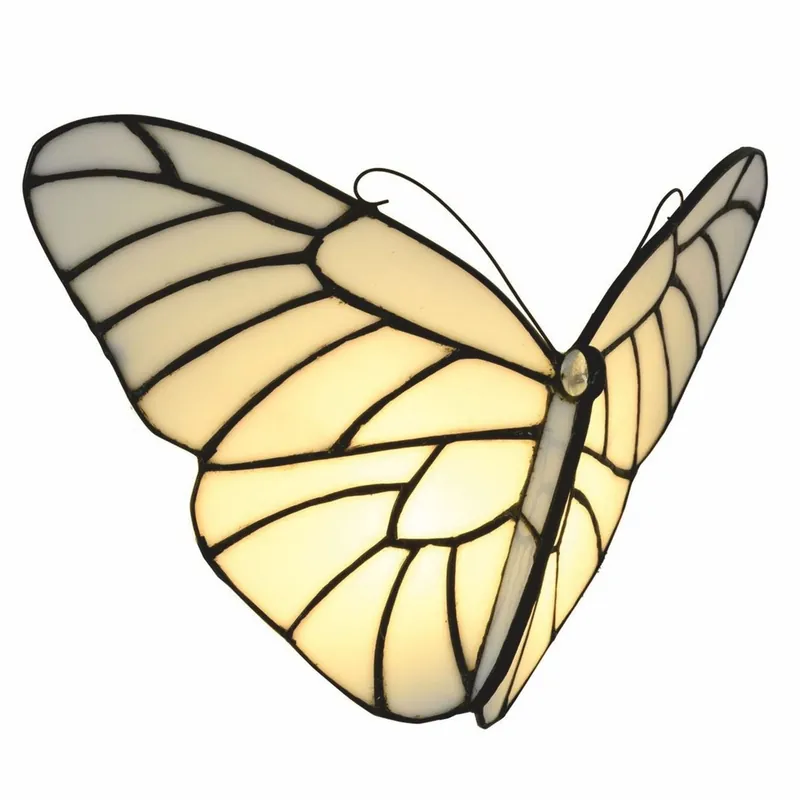 Neuheit Casa Padrino Art Deco Tiffany LED Wall Light Butterfly White / Black - Tiffany Lighting