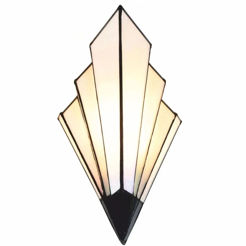 Casa Padrino Art Deco Tiffany Wall Lamp White / Black H. 39 cm - Tiffany Lighting Zertifiziert
