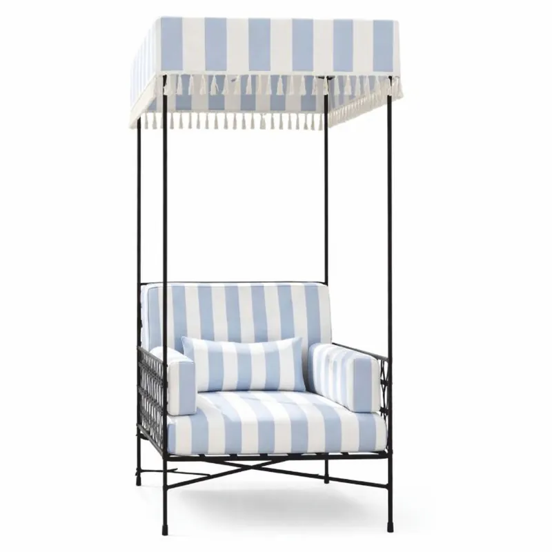 Casa Padrino Luxury Armchair Black / Light Blue / White H. 200 cm - Hotel & Garden Armchair Neu
