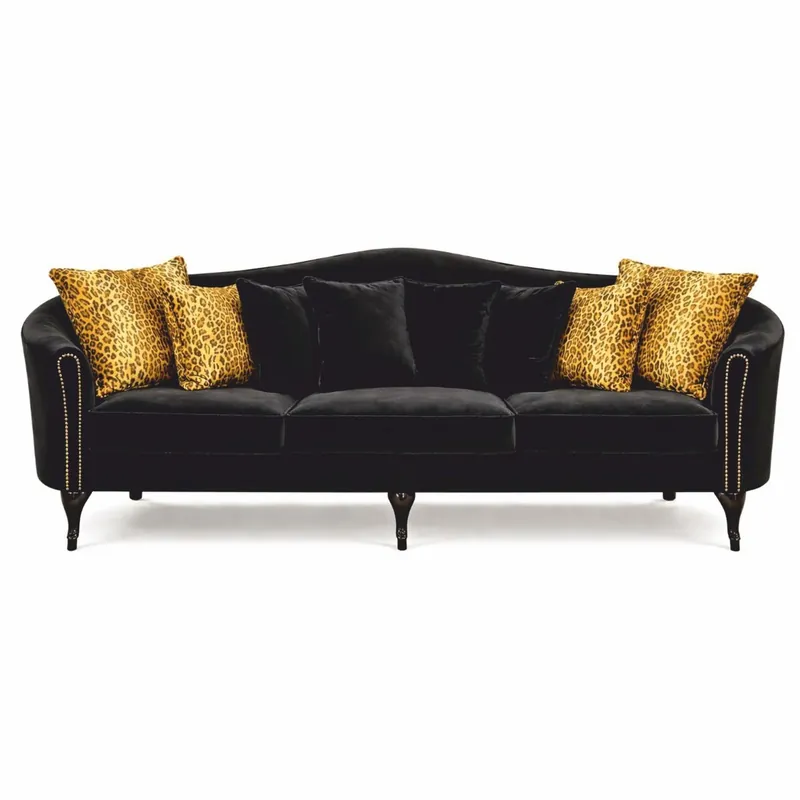 Kracherpreis Casa Padrino Luxury Baroque Velvet Sofa Black 280 cm - Baroque Living Room Furniture