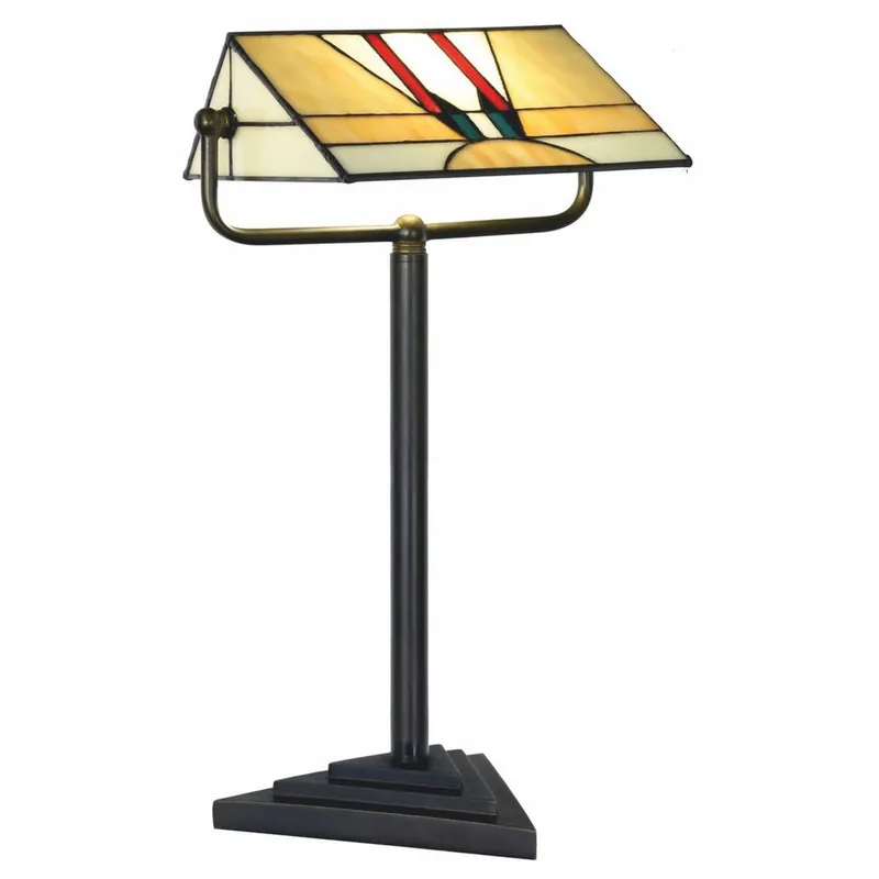 Casa Padrino Art Deco Tiffany Table Lamp Black / Multicolor H. 44.5 cm - Tiffany Lighting Top-Seller