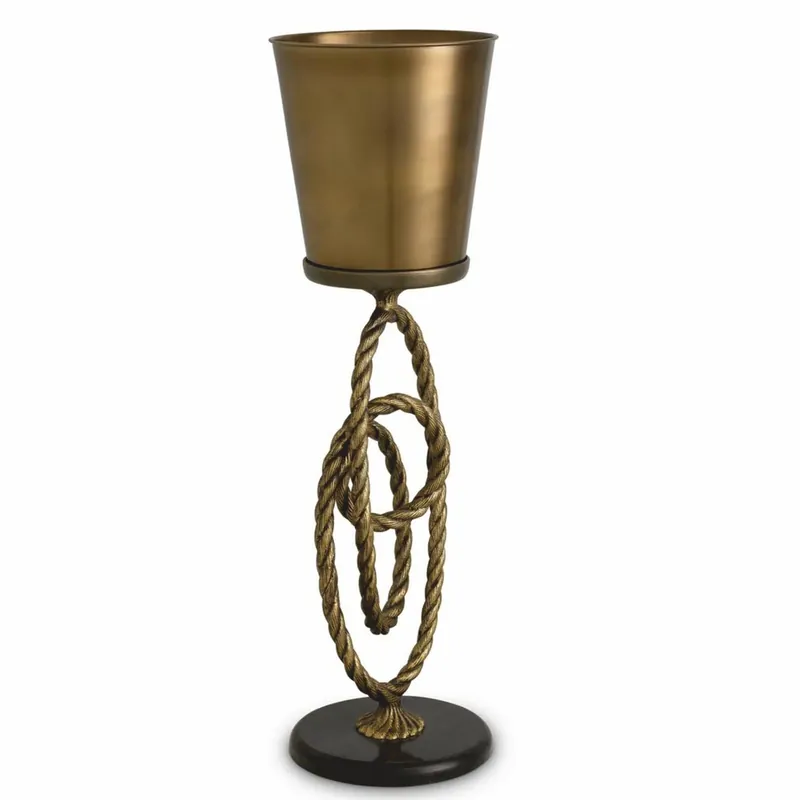 Casa Padrino Luxury Wine Cooler with Stand Antique Brass / Black H. 80.5 cm Neu