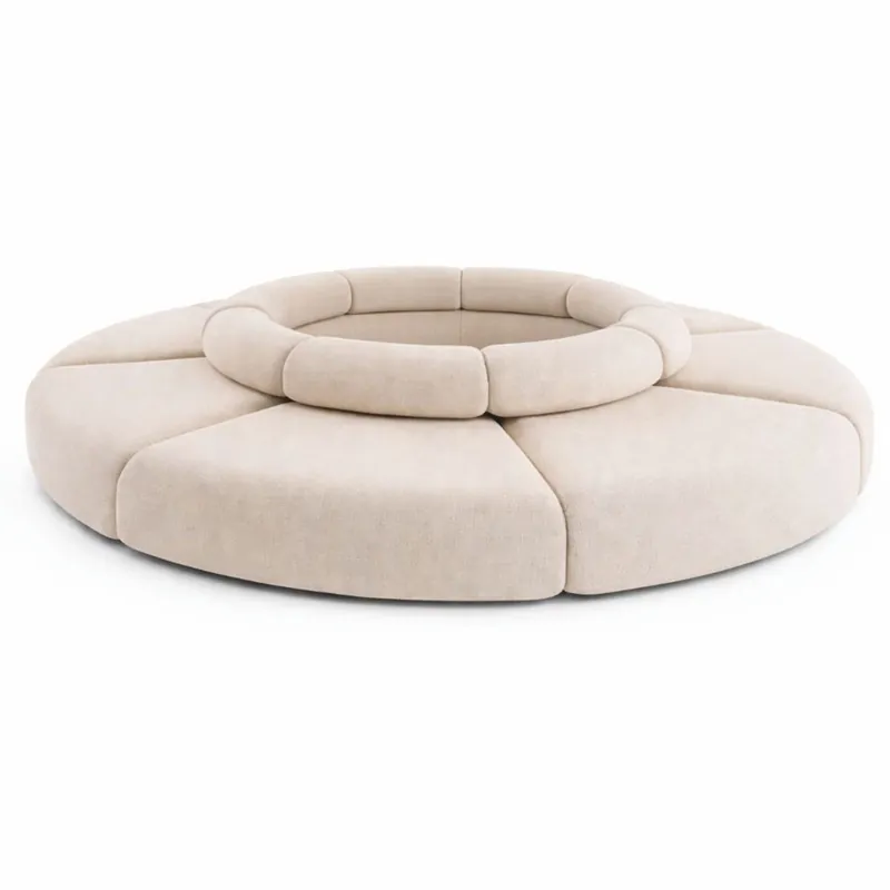 Casa Padrino luxury sofa beige Ø 340 cm - Round modular sofa - Luxury furniture Zertifiziert
