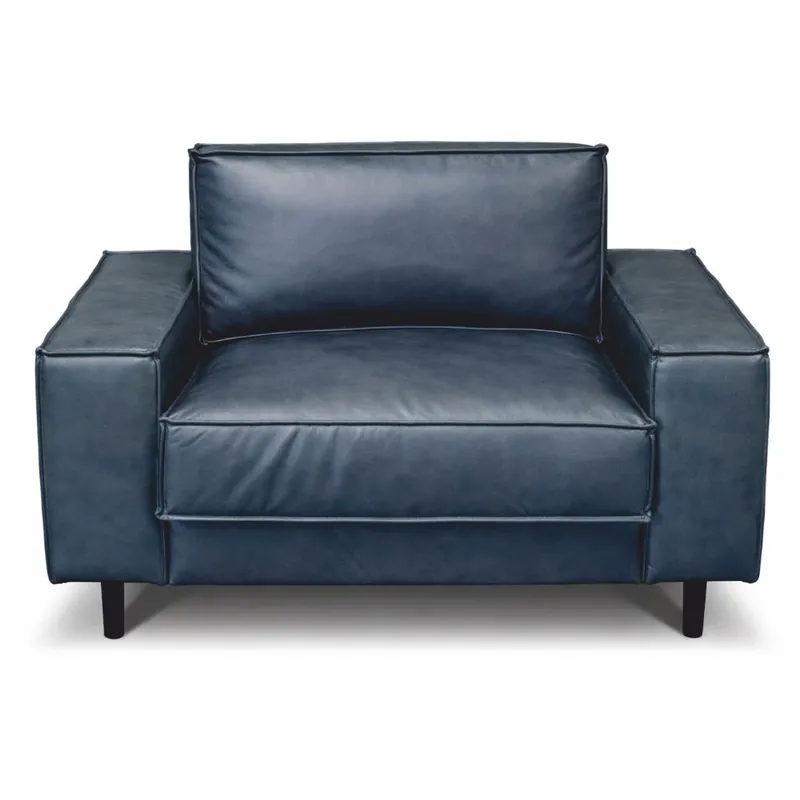 Top-Preis Casa Padrino Luxury Leather Armchair Vintage Blue / Black - Genuine Leather Furniture