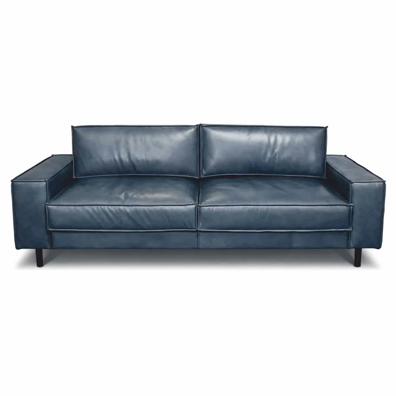 Super-Preis Casa Padrino Luxury Leather Sofa Vintage Blue / Black 210 cm - Genuine Leather Furniture