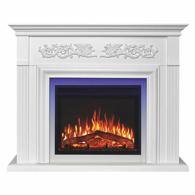 Begrenztes Angebot Casa Padrino baroque LED electric fireplace white 121 x 35 x H. 100 cm - Baroque furniture