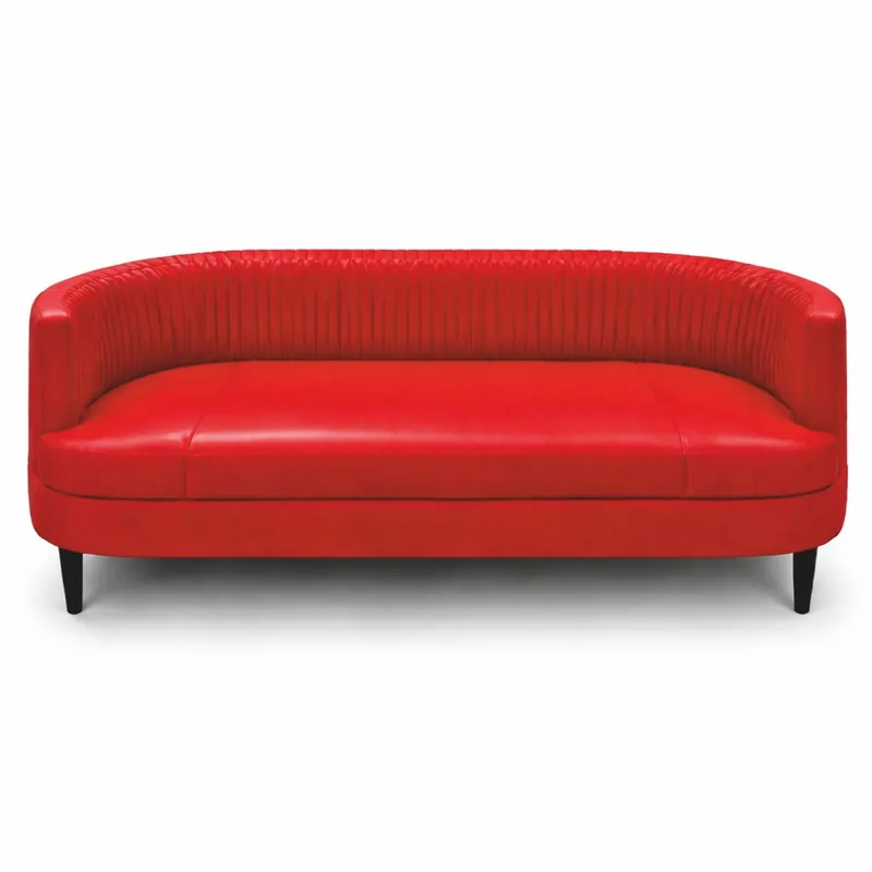 Casa Padrino Luxury Leather Sofa Red / Black 180 cm - Genuine Leather Living Room Furniture Bestseller