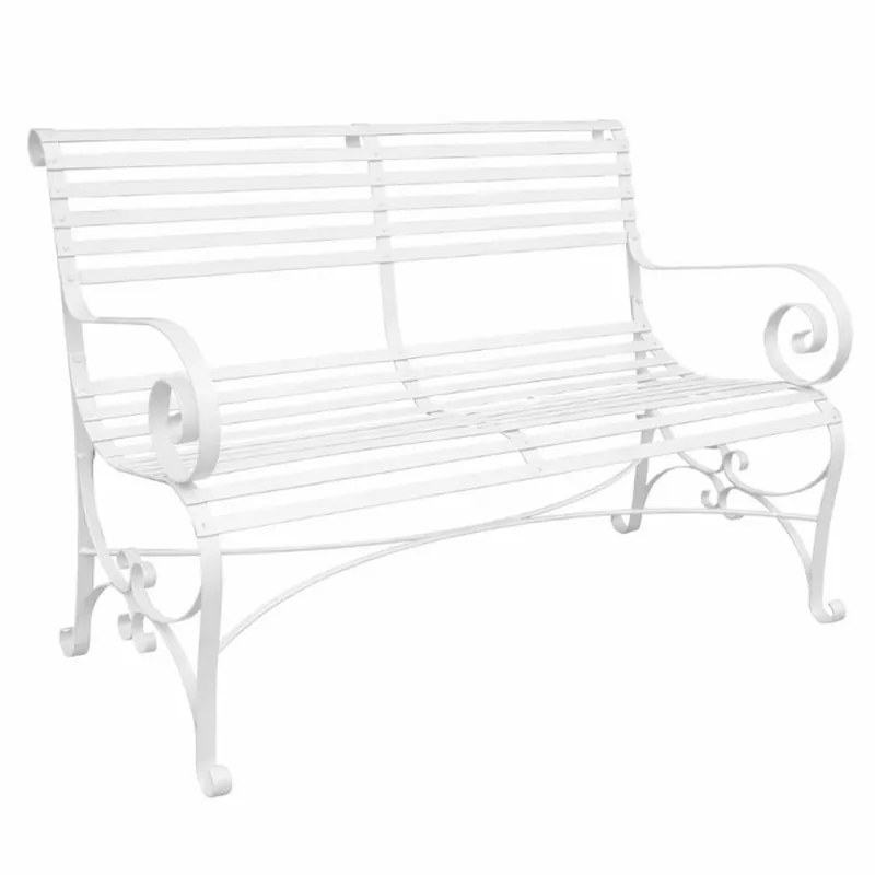 Must-Have Casa Padrino Art Nouveau Wrought Iron Garden Bench White 120 cm - Garden Furniture