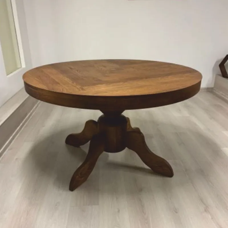 Casa Padrino Country Style Oak Wood Dining Table Brown Ø 130 cm - Dining Room Furniture Neu Im Sortiment