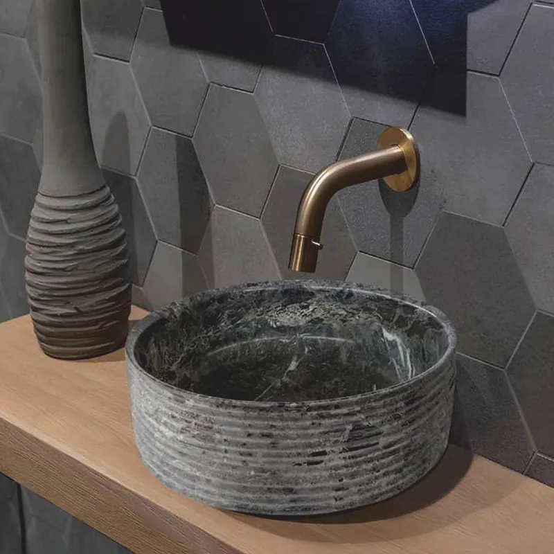 Casa Padrino Luxury Marble Washbasin Bowl Anthracite Ø 42 cm - Bathroom Accessories Zertifiziert