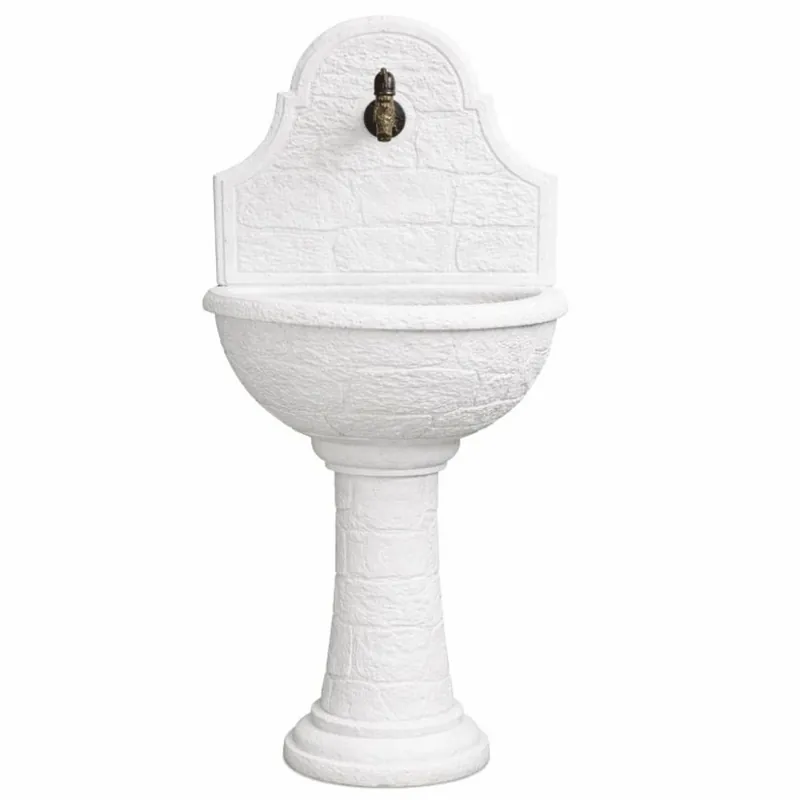 Casa Padrino Art Nouveau Wall Fountain White / Antique Brass H. 122 cm - Garden Accessories Letzte Chance
