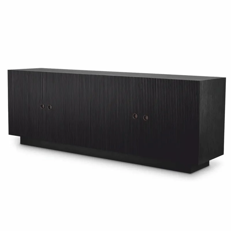 Garantierte Lieferung Casa Padrino Luxury Sideboard Black-Gray / Bronze 220 cm - Luxury Furniture