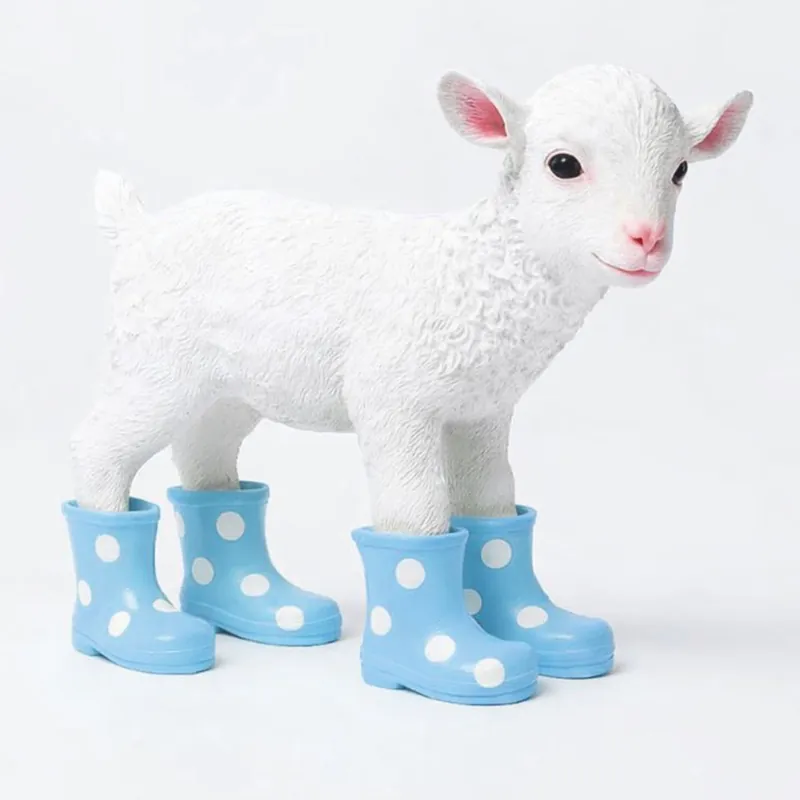 Casa Padrino Decorative Figurine Goat with Rubber Boots White / Light Blue 42 cm - Decorative Sculpture Billig