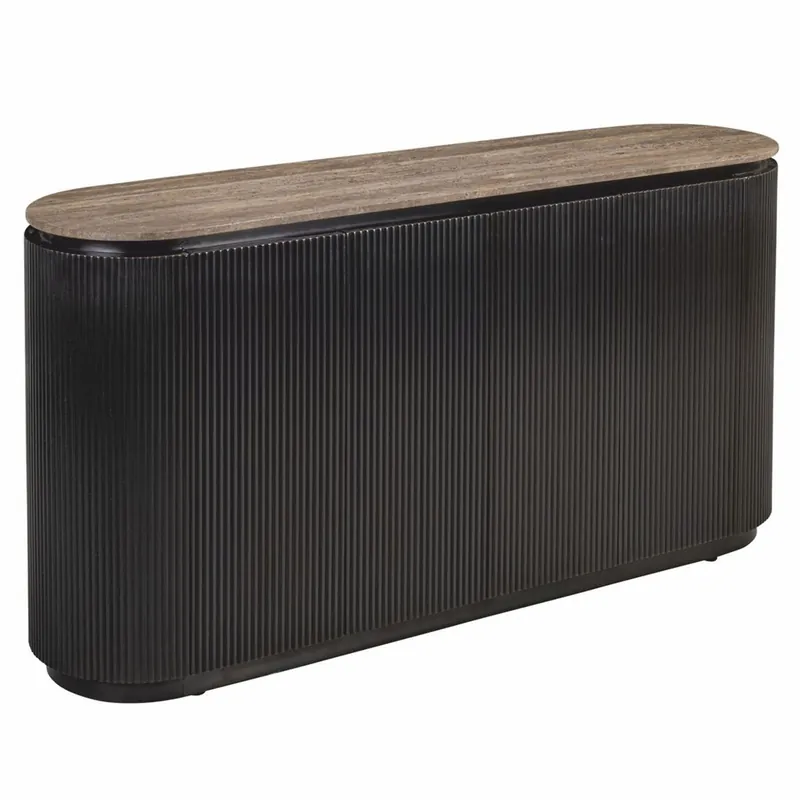 Casa Padrino Luxury Sideboard with 2 Doors and Travertine Top Dark Brown / Brown 160 cm Zertifiziert
