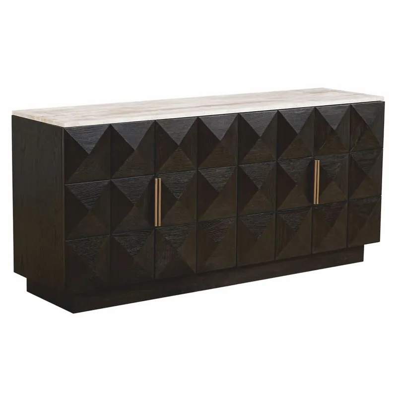 Neu Im Sortiment Casa Padrino Luxury Sideboard with 4 Doors and Travertine Top Dark Brown / Beige 170 cm