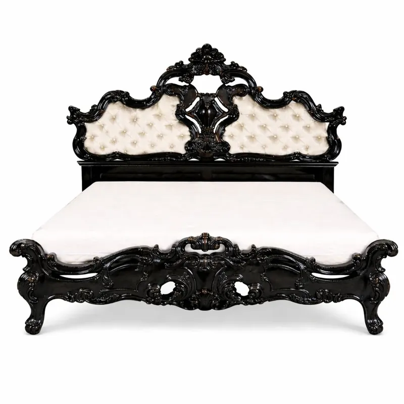 Casa Padrino luxury baroque double bed black / gold - Baroque bedroom furniture Beliebt
