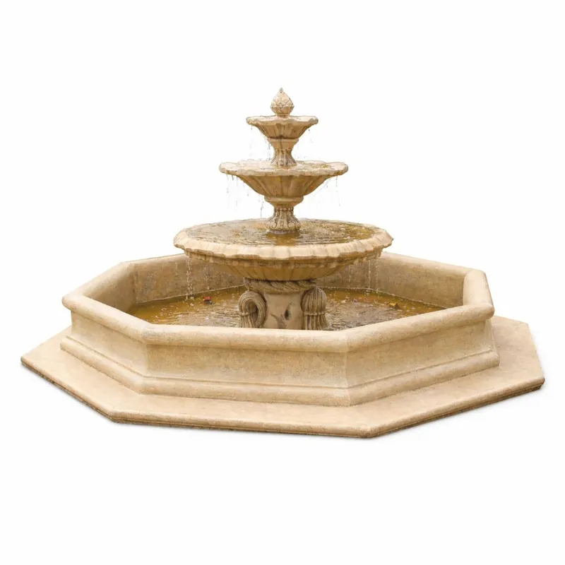 Schneller Versand Casa Padrino Baroque Fountain Beige Ø 350 x H. 180 cm - Baroque Style Garden Decor