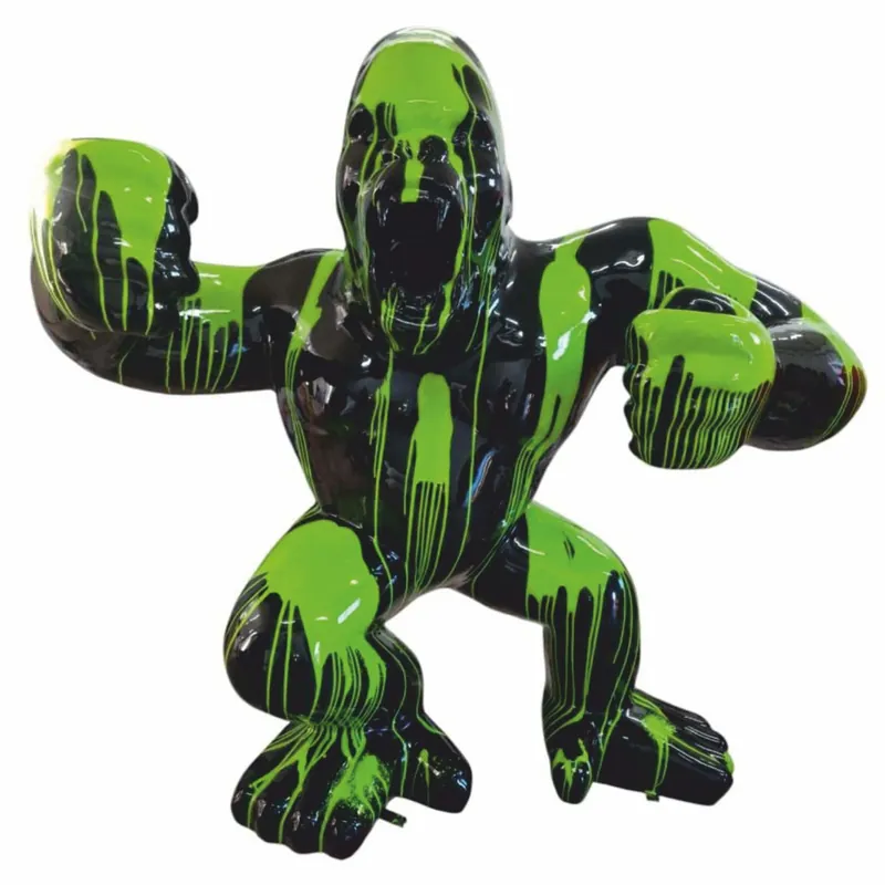 Casa Padrino XXL decorative sculpture gorilla monkey black / green H. 200 cm - Garden figure Expressversand