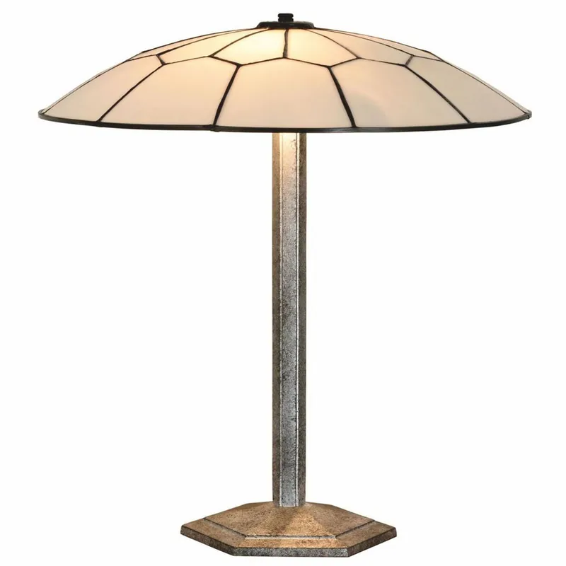 Bestpreis Casa Padrino Art Deco Tiffany Table Lamp White / Black / Silver H. 48 cm - Tiffany Lighting