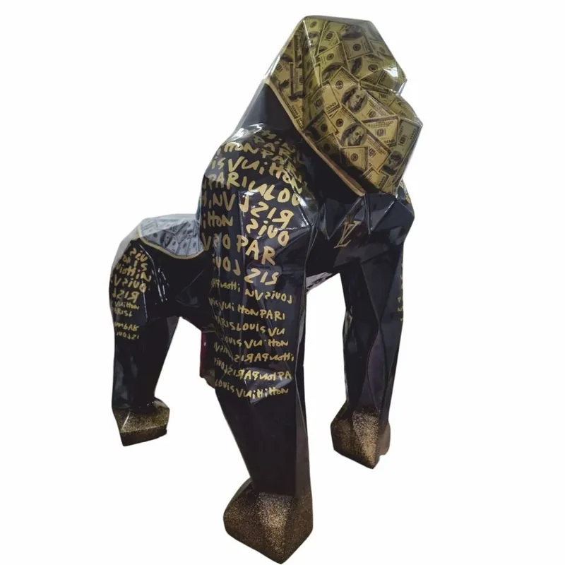 Knallerangebot Casa Padrino XXL Garden Decorative Sculpture Gorilla Monkey Black / Gold H. 128 cm