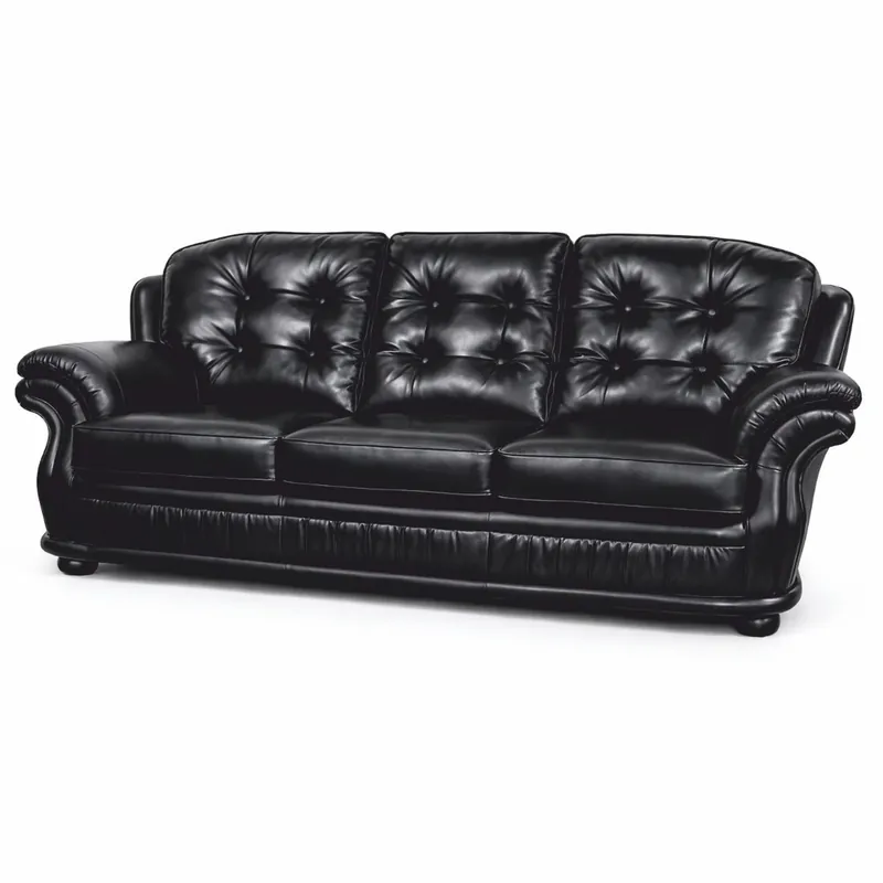Casa Padrino luxury Chesterfield Leather 3 Seater Sofa Black 193 cm - Genuine Leather Furniture Aktuell