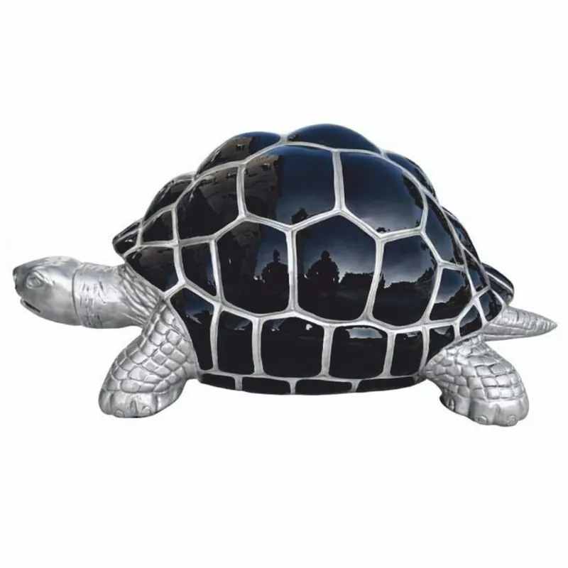 Preiswert Casa Padrino Decorative Turtle Sculpture Silver / Black 110 cm - Garden Decor