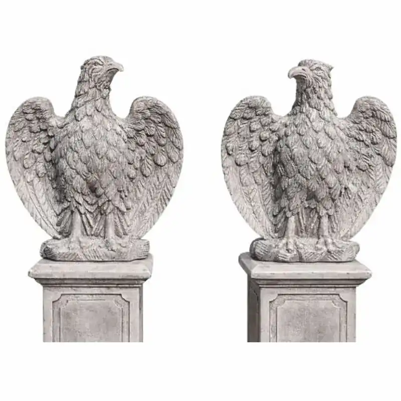 Zertifiziert Casa Padrino Baroque Garden Decoration Eagle Sculpture Set Gray H. 76 cm - Made in Italy