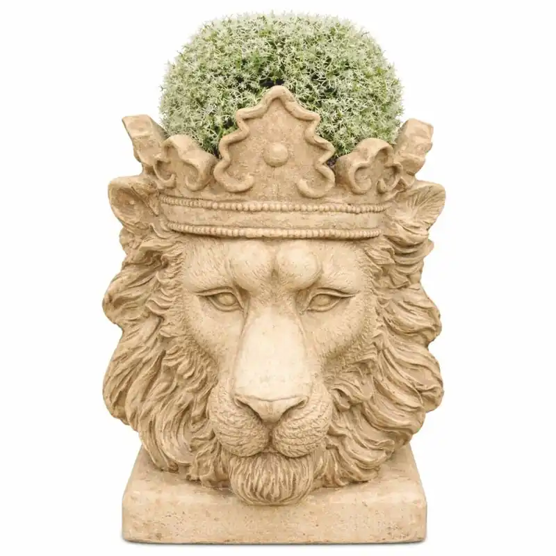 Angebot Casa Padrino baroque flower pot lion head with crown beige H. 41 cm - Baroque style plant pot